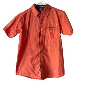 Street Rules Clothing Co. Flamingo Button-Down Shirt Boy's Size 14/16 Peach New